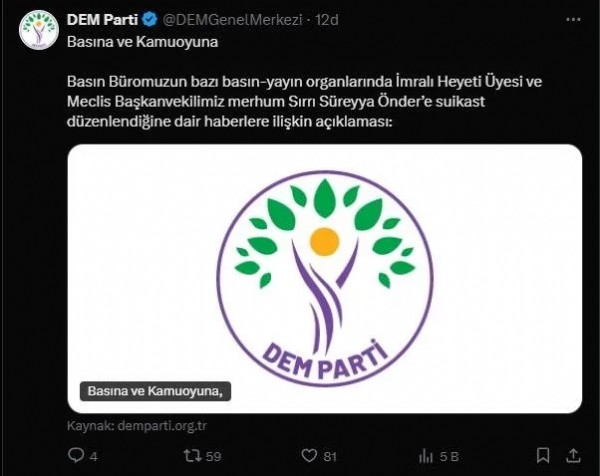 Suikast iddiası gündemde! DEM Parti'den açıklama geldi